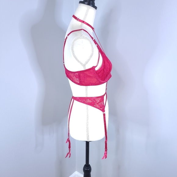 Oh La La Cheri Pink Lace 2 Piece Lingerie Set Size Medium - Picture 2 of 8